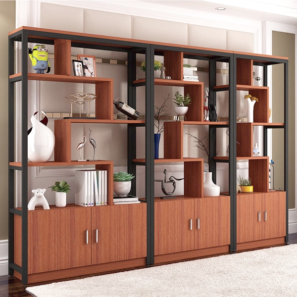 Kệ gỗ sắt có tủ  phong cách hiện đại 01