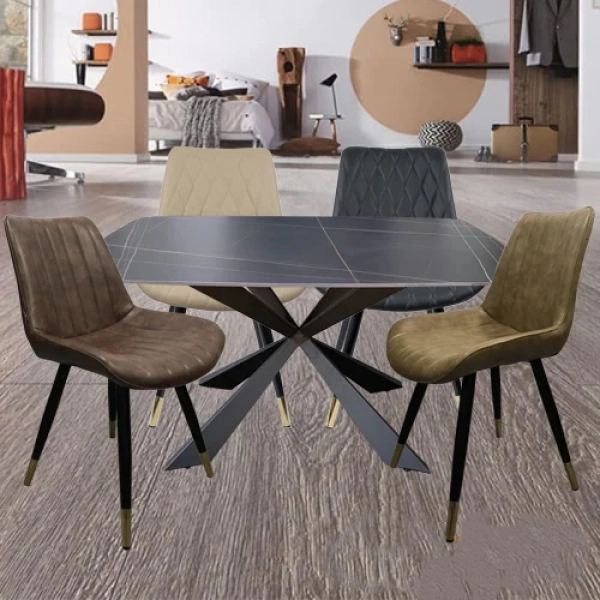Bộ bàn ăn mặt đá hình chữ nhật 4 ghế – Mã: T163-4x269A