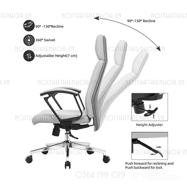 Ghế làm việc sếp, giám đốc, quản lý Ergonomic da cao cấp