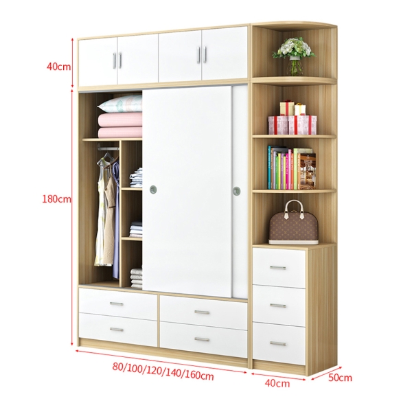 tủ quần áo cánh lùa kèm kệ trang trí TA-163