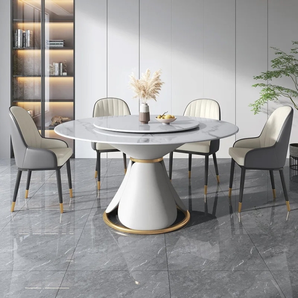 Bàn ăn tròn xoay mặt đá hiện đại- Mã: T1114A
