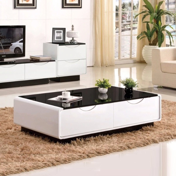 Bàn kính sofa hộp hai ngăn 18