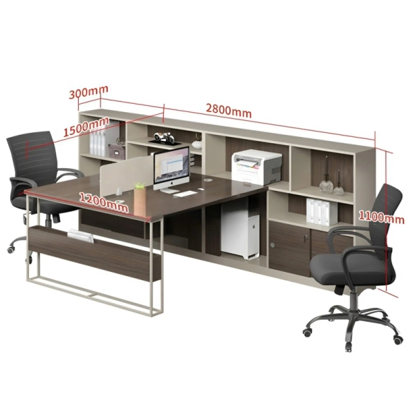 Cụm Bàn Làm Việc 2 Chỗ Ngồi Kèm Kệ Tích Hợp Sang Trọng – BC112