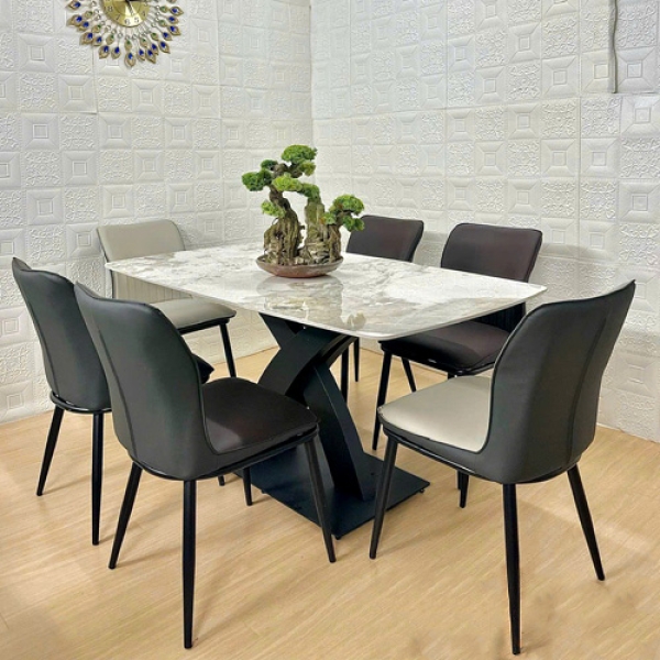 Bộ bàn ăn 6 ghế mặt đá- Mã: T1146-16-6×2510