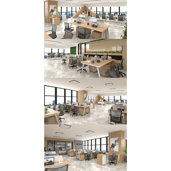 Bàn làm việc 4 người chân côn CB-COSI4-209T