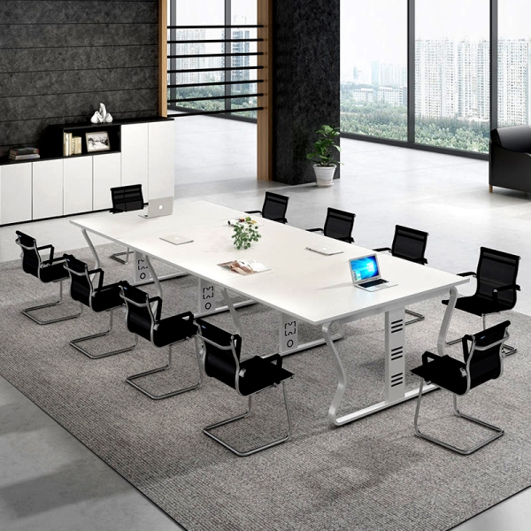 Bàn họp chân sắt Aine 2m4 trắng đen