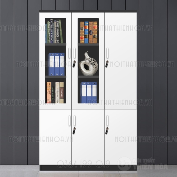 Tủ hồ sơ tài liệu văn phòng trắng đen 1m2