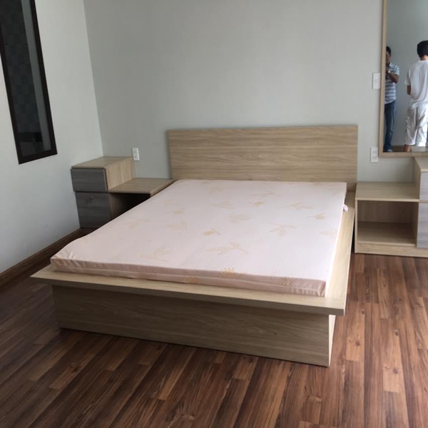 Giường gỗ công nghiệp đồng màu kèm tap đầu giường GN-48