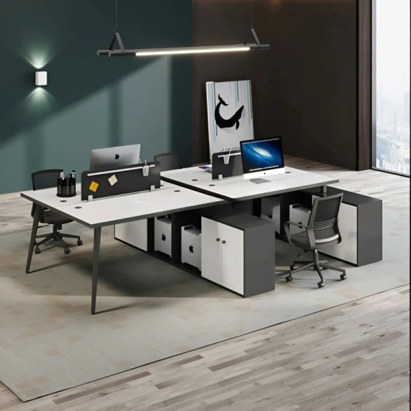 Cụm Bàn Làm Việc 4 Người Kèm Kệ Linh Hoạt Hiện Đại – BC105