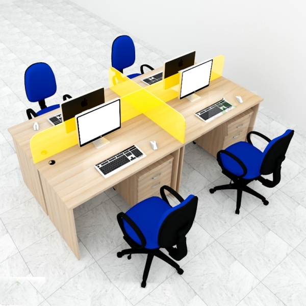 Cụm bàn làm việc vách ngăn gỗ 3 chỗ