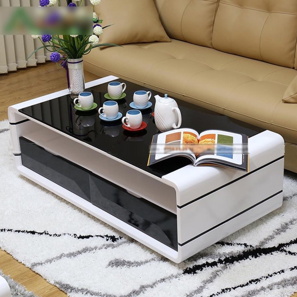 Bàn trà sofa 2 ngăn kéo đen giá rẻ 14