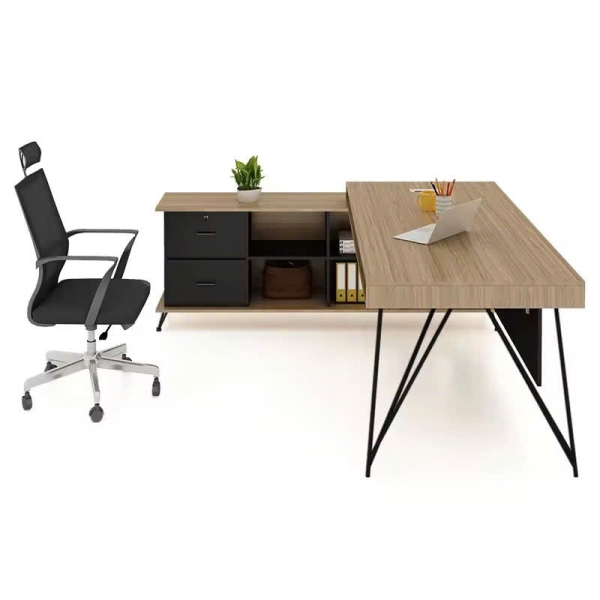 Bàn Giám Đốc Chữ L Gỗ MDF Có Tủ Phụ Hiện Đại – BGD104