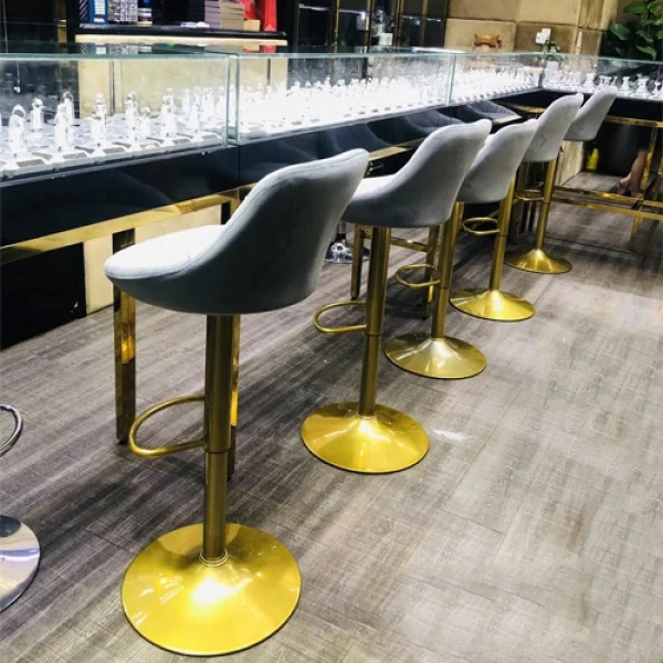 Ghế quầy bar đẹp lưng bọc nhung chân vàng- Mã: 471A