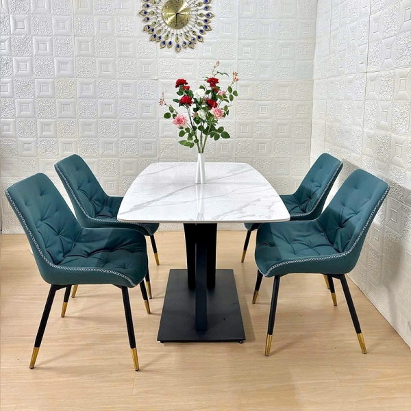 Bàn ăn mặt đá ceramic chân thép sơn tĩnh điện- Mã: T1146