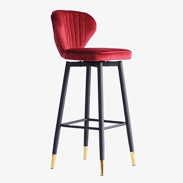 Ghế bar xoay lưng bọc nhung chân sắt bọc ống mạ vàng – Mã: 476A