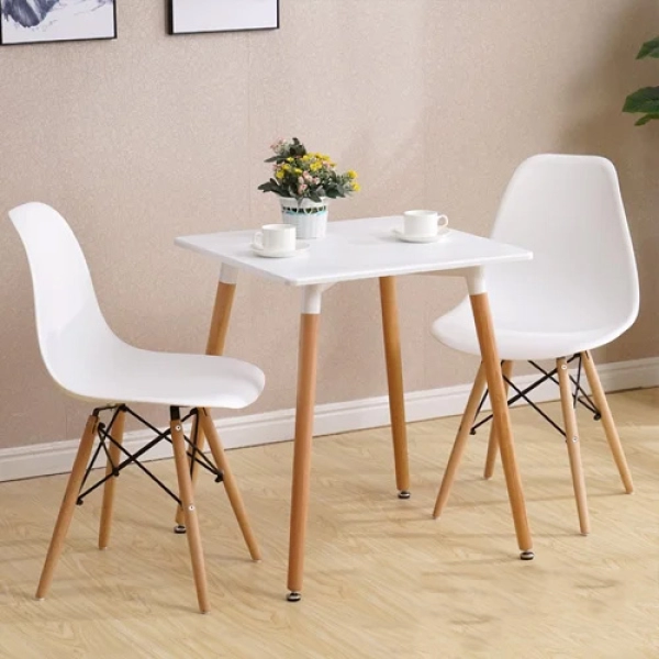 Bàn cafe mặt vuông 600mm, chân gỗ hiện đại- Mã: T108S-60