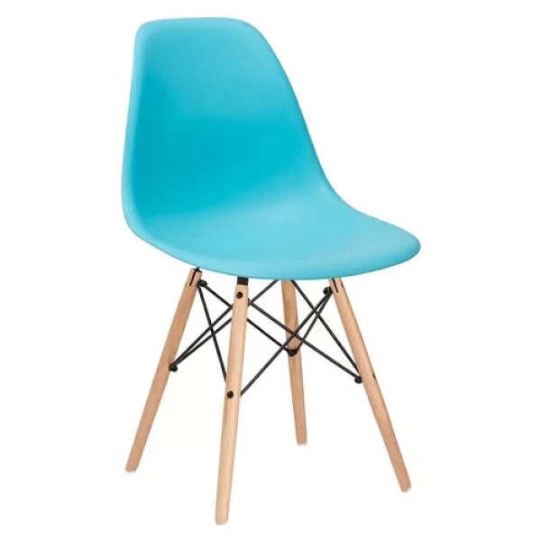 Bộ bàn ăn, cafe cho 6 người gồm bàn T108 0.8×1.2×0.75m và 6 ghế eames nhựa chân gỗ 207