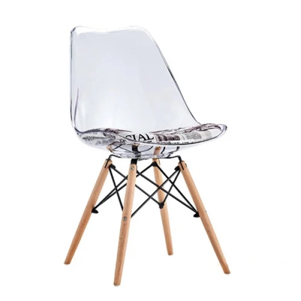Ghế ăn nhựa trong suốt chân gỗ- Mã: 288A