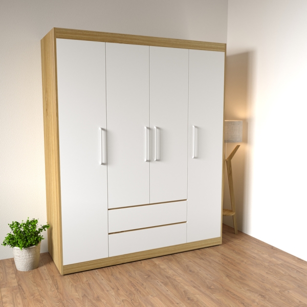 tủ quần áo 4 cánh mở trắng TA-108