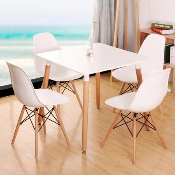 Bàn cafe mặt vuông 600mm, chân gỗ hiện đại- Mã: T108S-60