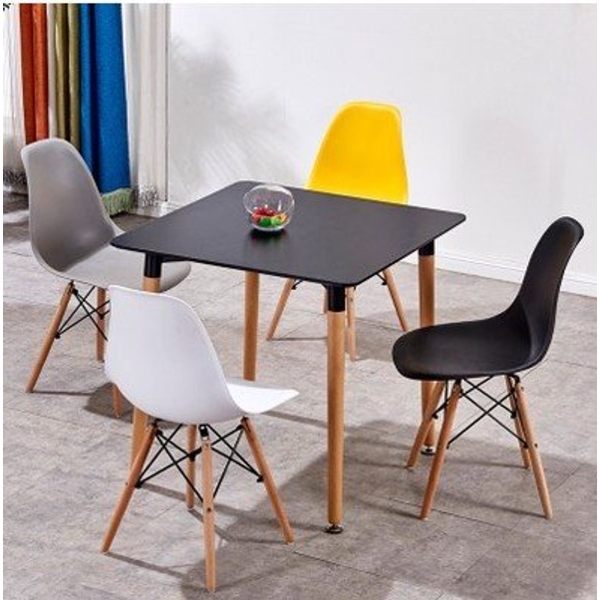 Bàn ăn cafe chân gỗ mặt đen