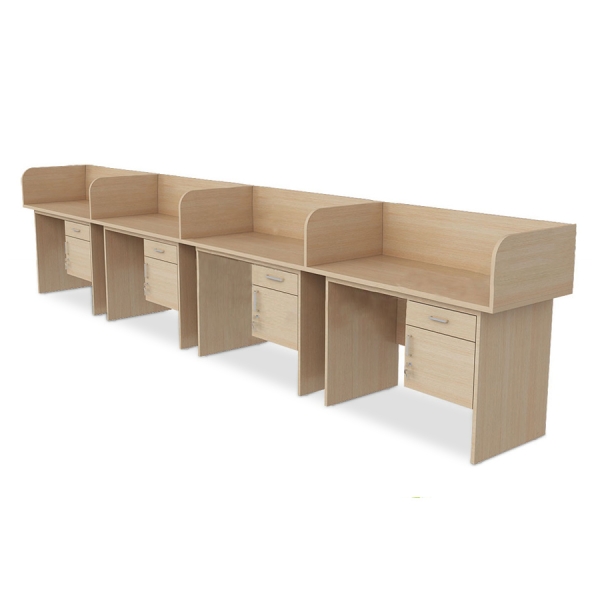 Cụm bàn làm việc vách ngăn gỗ 3 chỗ