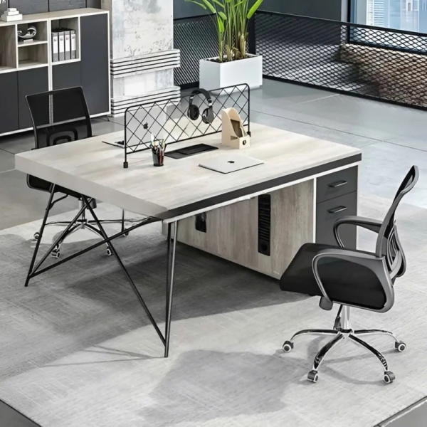 Cụm Bàn Làm Việc Nhóm 2 Người Gỗ MDF Có Hộc Tủ Tiện Dụng – BC75