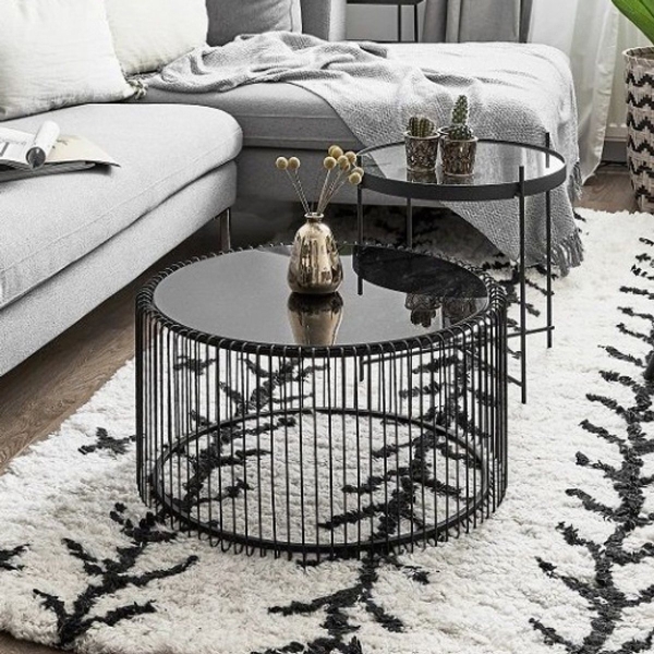 Bàn trà sofa hình tron màu đen 06