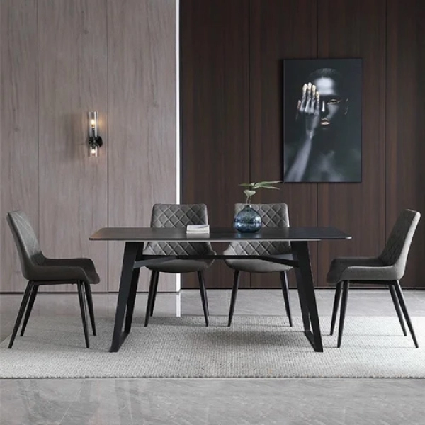 Bộ bàn ăn mặt đá 4 ghế bọc da cao cấp- Mã: T178-4×2116