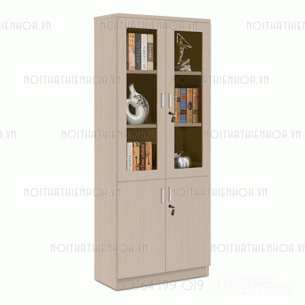 Tủ hồ sơ văn phòng gỗ 3 cánh kính