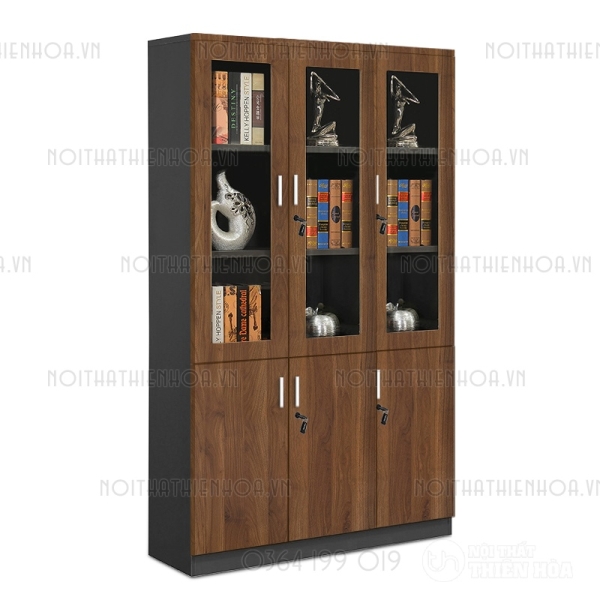 Tủ hồ sơ gỗ kính 3 cánh