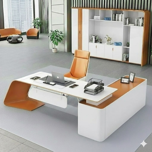 Bàn Giám Đốc Góc L Yếm Lửng – BGĐ16  vân gỗ
