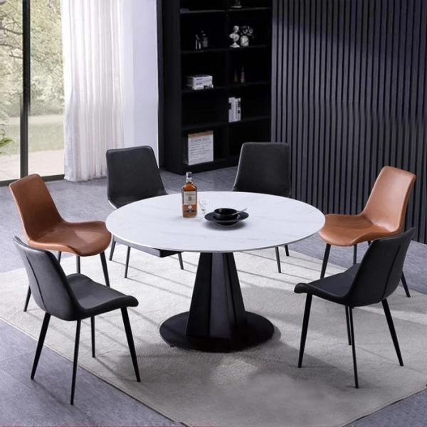 Bộ bàn ăn tròn mặt đá thông minh- Mã: T1106-6×2109