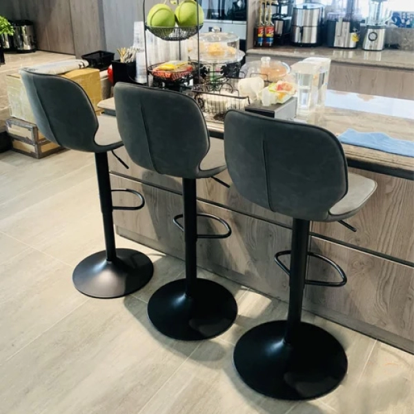 Ghế quầy bar chân sắt nâng hạ lưng bọc da – Mã: 479
