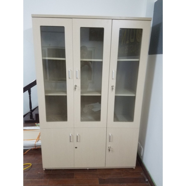 Tủ hồ sơ 3 cánh kính vân óc chó đẹp