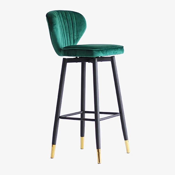 Ghế bar xoay lưng bọc nhung chân sắt bọc ống mạ vàng – Mã: 476A