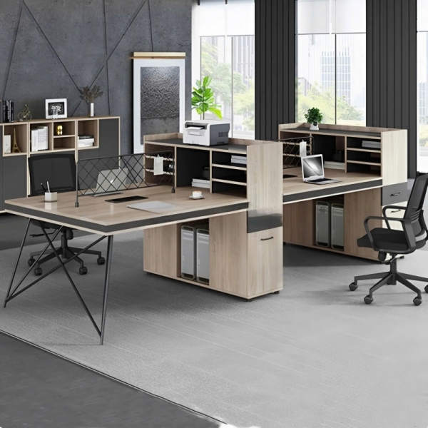 Cụm Bàn Làm Việc 4 Người Chân Sắt Hiện Đại – BC58