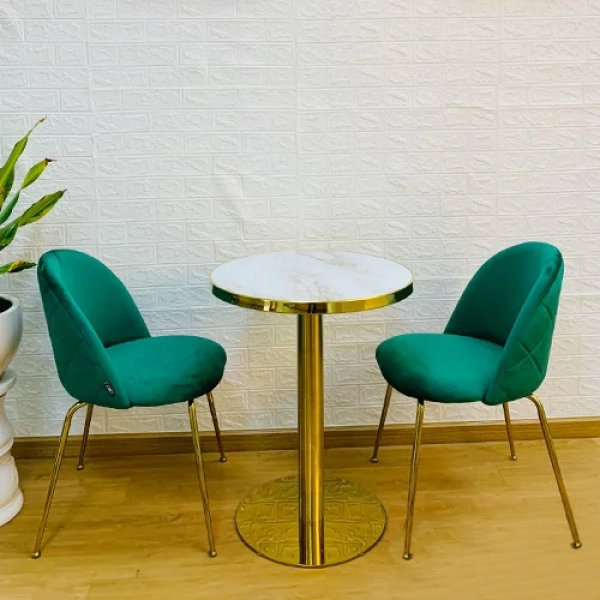 Bàn cafe tiếp khách chân mạ vàng – Mã : T131