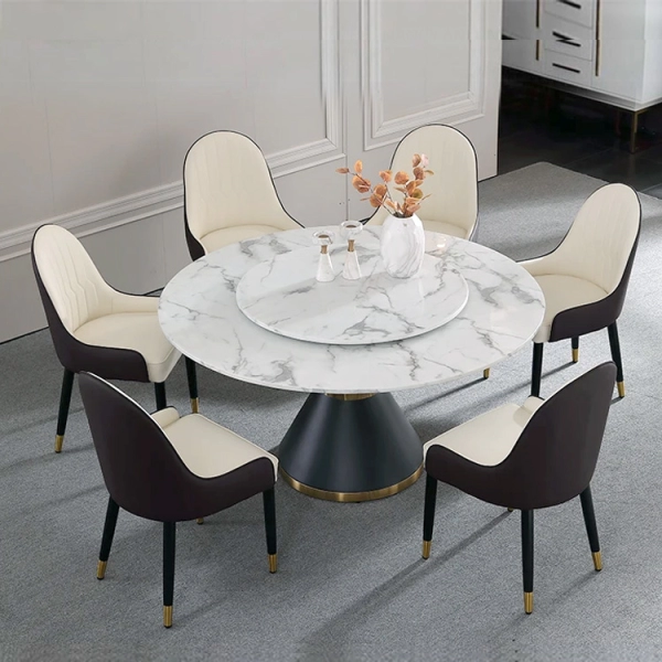 Bộ bàn ăn tròn mặt xoay 6 ghế- Mã: T1107-6×284