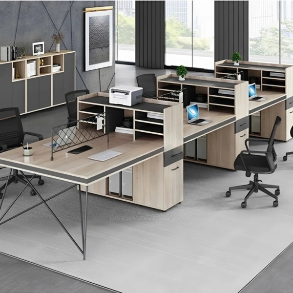 Cụm Bàn Làm Việc Văn Phòng 6 Chỗ Có Tủ Thiết Kế Thông Minh – BC74