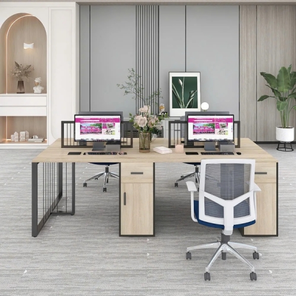 Cụm Bàn Làm Việc 4 Người Tối Giản Hiện Đại – CB128