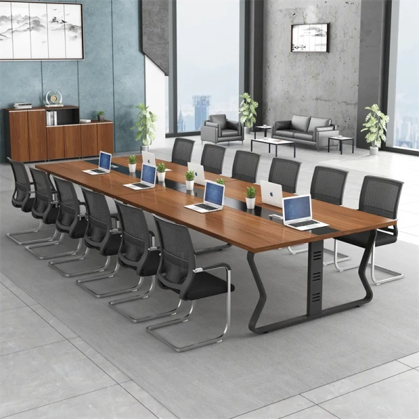 Bàn họp chân sắt Aine 2m4 trắng đen