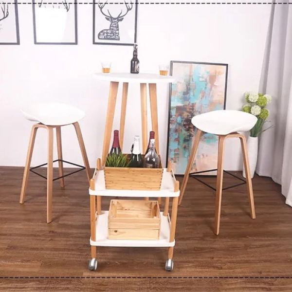 Ghế quầy bar hay stool lưng nhựa chân gỗ nhập khẩu- Mã 403A