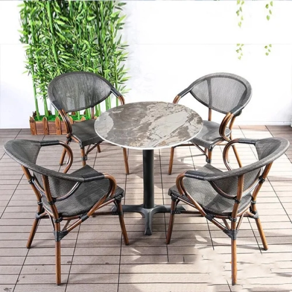 Bàn cafe tròn mặt đá ngoài trời- Mã: T194D