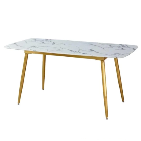 Bộ bàn ăn mặt đá 6 ghế chân mạ vàng- Mã: T1664-14-6x285G