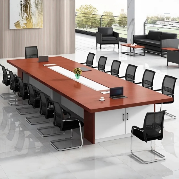 Bàn Họp Văn Phòng Gỗ MDF Màu Vân Tự Nhiên – BH41