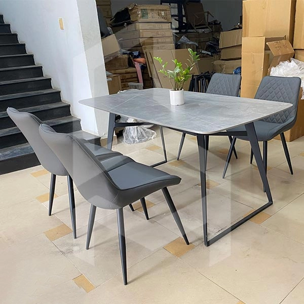 Bộ bàn ăn mặt đá 4 ghế bọc da cao cấp- Mã: T178-4×2116