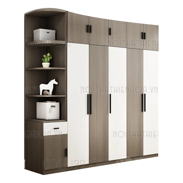 Tủ quần áo 2 tầng có kệ trang trí TA27