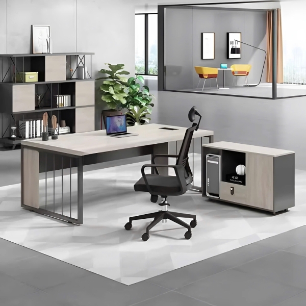 Bàn Giám Đốc Góc L Kết Hợp Tủ Rời – BGĐ5