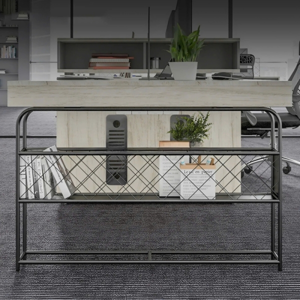 Cụm Bàn Làm Việc 4 Nhân Viên Có Hộc Tủ Và Kệ Sắt Tiện Lợi – BC70